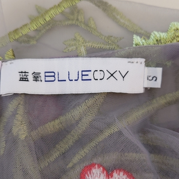 BLUEOXY Floral Embroidered Sheer Gray Mesh Dress Overlay - Size XS/S ** FLAWED - Picture 11 of 16